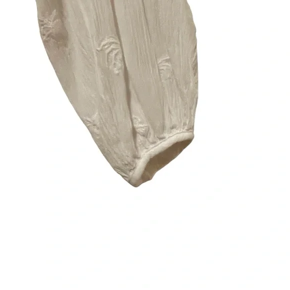 Z Supply White Button Up Blouse Top Embroidered Palm Trees Size Small - Picture 6 of 10